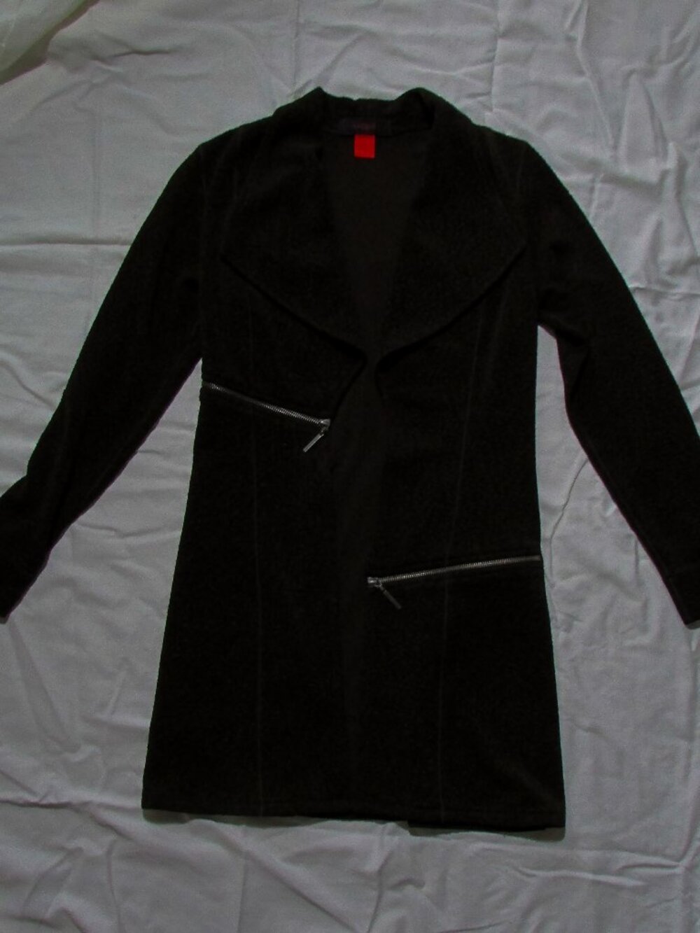 Loggia Open Front Jacket with Zipper Detail Dark Chocolate Brown Textured Fabric